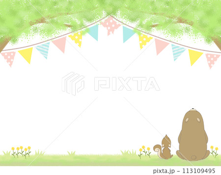 かわいい動物のフレームイラスト 113109495