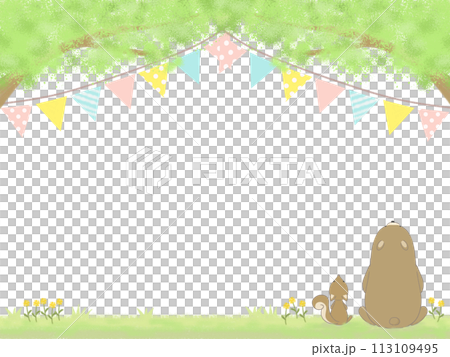 かわいい動物のフレームイラスト 113109495