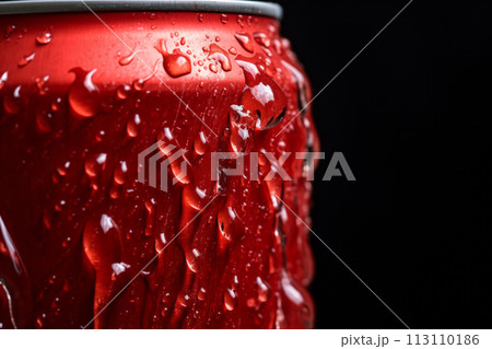 Refreshing Can of Soda Covered in Water Droplets 113110186