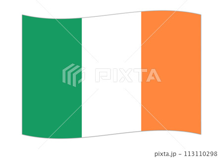 Waving flag of the country Ireland. Vector illustration. 113110298