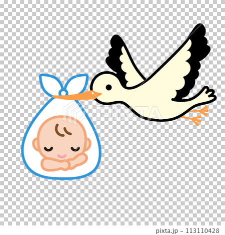 鸛鳥抱著嬰兒的插圖 113110428