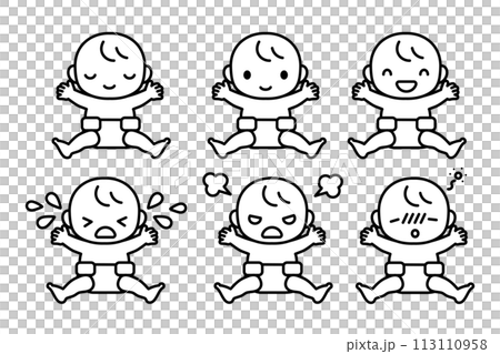 具有各種症狀的嬰兒的簡單插圖集 具有各種症狀的嬰兒的簡單插圖集 113110958