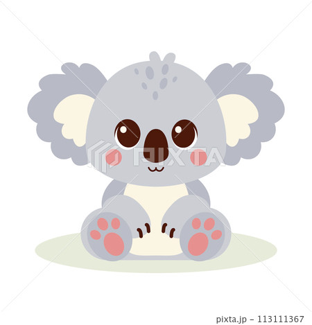 Cute baby koala bear charcter. Vector illustration for children design. Flat style 113111367