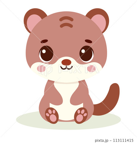 Cute baby meerkat charcter. Vector illustration for children design. Flat style 113111415