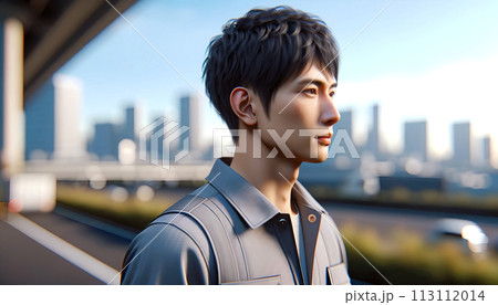 作業服の若い男性 113112014