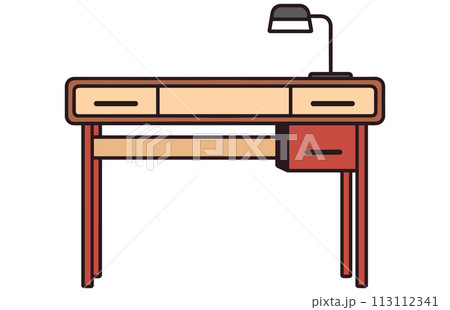 Writing desk and table lamp vector illustration. Writer, or student at table Writing desk and table lamp vector illustration. Writer, or student at table 113112341