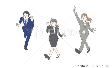 前進するイメージのビジネスマンの全身イラストセット 113113058