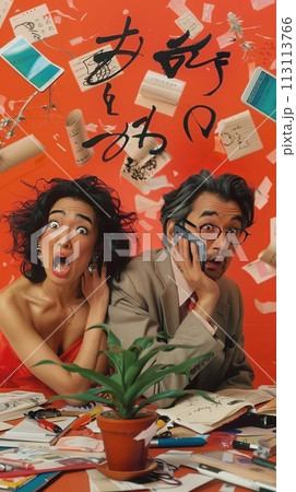 Workplace Overwhelm: Frantic Rush to Meet...のイラスト素材 [113113766] - PIXTA