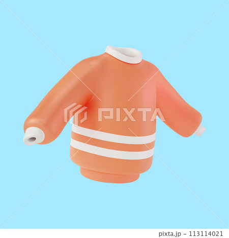3d Knitted Woolen Warm Sweater Cartoon Design Style Autumn or Winter Trendy Fashion Casual Clothes. Vector illustration 113114021