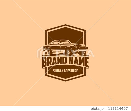 isolated vector illustration of old 1964 aston car shown from the side. best for badge, icon and sticker design. 113114497