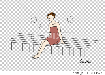 サウナ室でサウナを楽しんでいるサウナ好きの可愛い女性 ととのう サウナ女子 シンプル イラスト サウナ室でサウナを楽しんでいるサウナ好きの可愛い女性 ととのう サウナ女子 シンプル イラスト 113114574