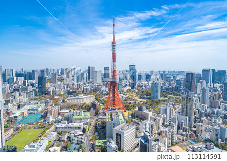 麻布台ヒルズから眺める東京の都市風景 麻布台ヒルズから眺める東京の都市風景 113114591