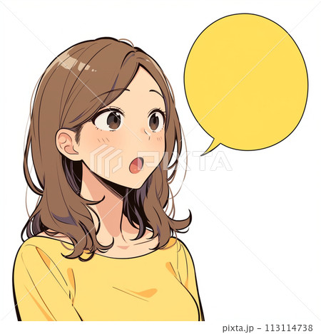 意見を発する女性と吹き出し 113114738