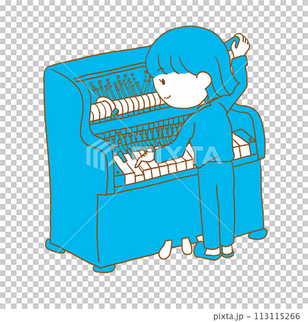 A woman tuning an upright piano 113115266