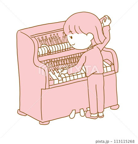 アップライトピアノの調律をする女性 113115268