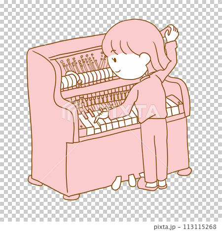 アップライトピアノの調律をする女性 113115268