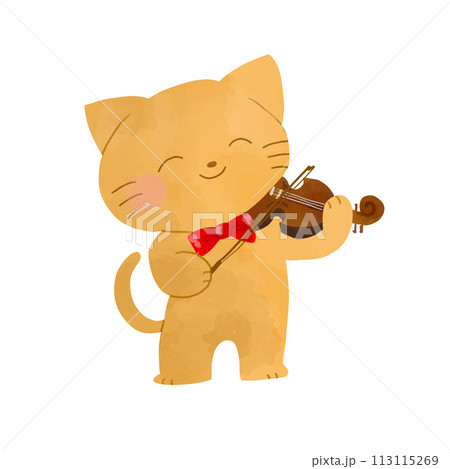 バイオリンを演奏するネコ 113115269