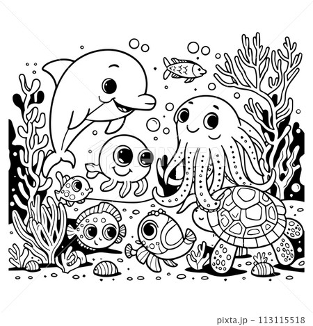 Sea Creatures Joy: Children's Coloring Book Page 113115518