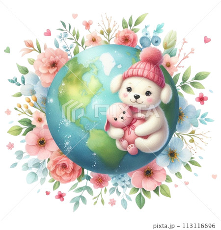 dog hugs the globe clipart watercolor dog hugs the globe clipart watercolor 113116696