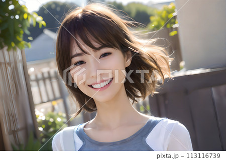 振り返る女性［AI生成画像］ 113116739