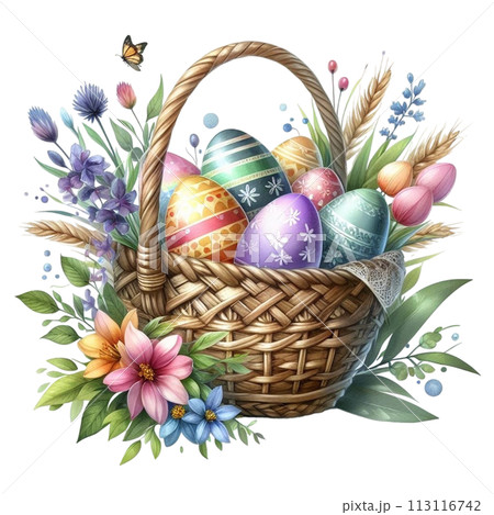 easter egg basket clipart watercolor 113116742