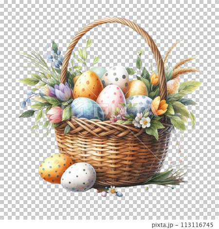easter egg basket clipart watercolor 113116745