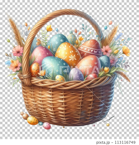 easter egg basket clipart watercolor 113116749