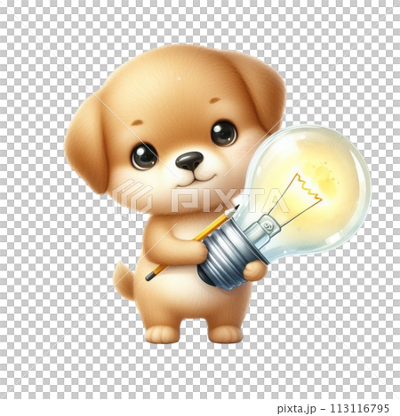 dog holding a light bulb clipart watercolor dog holding a light bulb clipart watercolor 113116795
