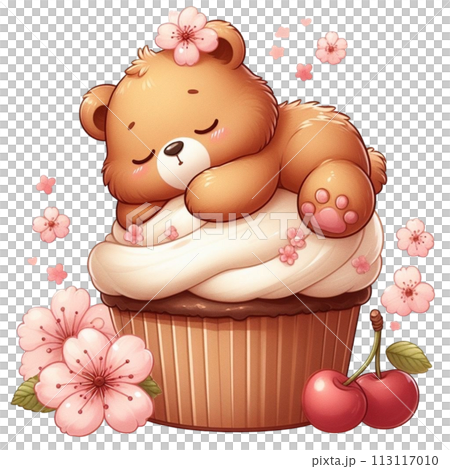 bear sleeping on cupcake clipart watercolor 113117010
