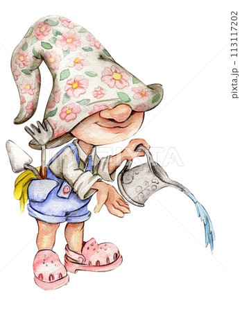 Watercolor hand drawn cute Nordic Scandinavian gnome. Hand drawn illustration . Design for baby shower party, birthday, cake, holiday celebration design, greetings cards, invitation. Watercolor hand drawn cute Nordic Scandinavian gnome. Hand drawn illustration . Design for baby shower party, birthday, cake, holiday celebration design, greetings cards, invitation. 113117202