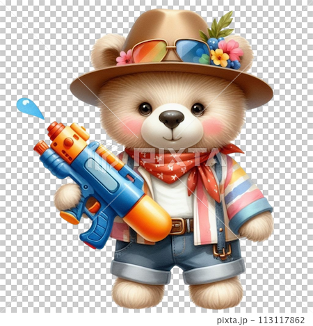 Bear holding a water gun clipart watercolor Bear holding a water gun clipart watercolor 113117862