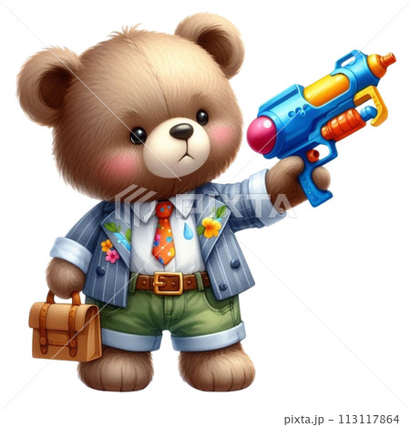 Bear holding a water gun clipart watercolor Bear holding a water gun clipart watercolor 113117864