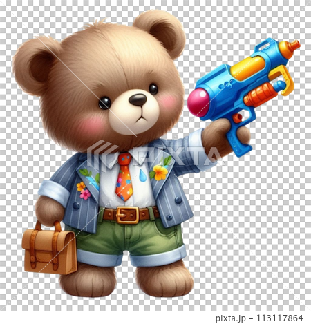 Bear holding a water gun clipart watercolor Bear holding a water gun clipart watercolor 113117864