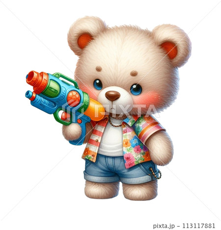 Bear holding a water gun clipart watercolor Bear holding a water gun clipart watercolor 113117881