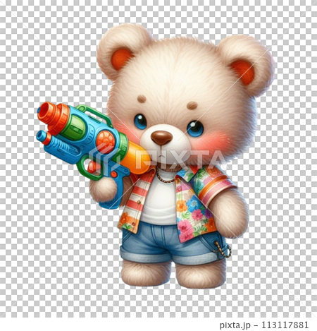 Bear holding a water gun clipart watercolor Bear holding a water gun clipart watercolor 113117881