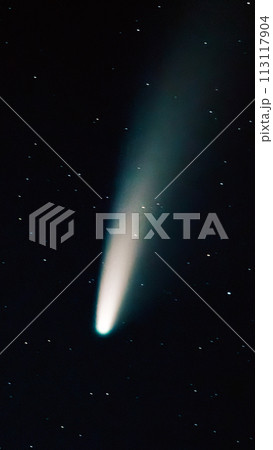 Comet Neowise C/2020 F3 Shines Bright In The Dark Night Starry Sky Comet At A Distance Of 104 Million Kilometres 113117904