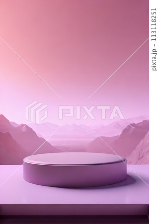 mountain view of 3d podium wallpaper 113118251