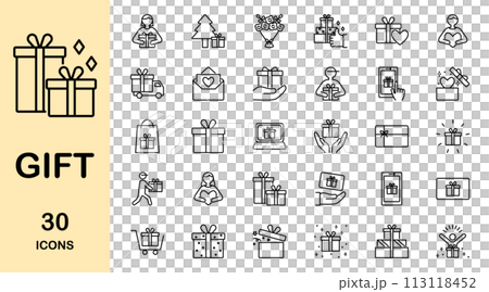 Gift icon set 113118452