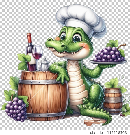 Crocodile holding grapes clipart watercolor Crocodile holding grapes clipart watercolor 113118568