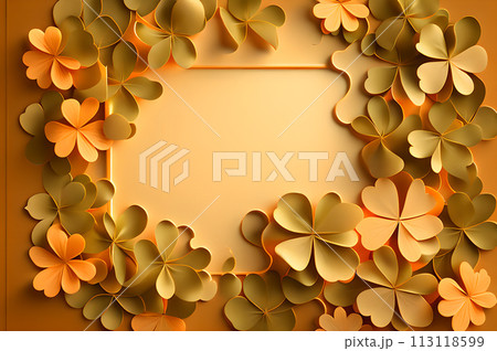 St patrick blank in the middle frame of clover leaves wallpaper 113118599