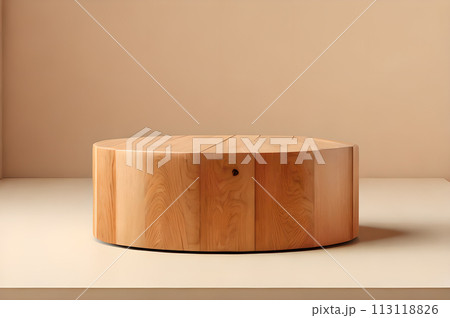 3D rendering wooden podium for product display wallpaper 113118826