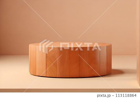 3D rendering wooden podium for product display wallpaper 113118864