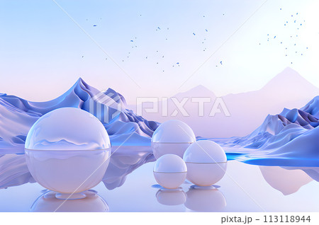 3D glow modern sphere with water landscape wallpaper 3D glow modern sphere with water landscape wallpaper 113118944