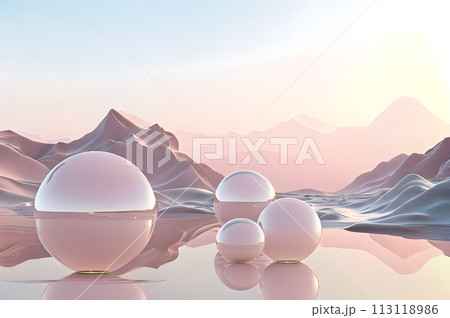 3D glow modern sphere with water landscape wallpaper 3D glow modern sphere with water landscape wallpaper 113118986