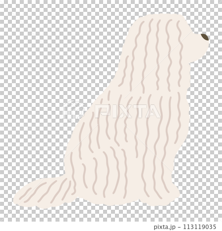 簡單可愛的插圖，可蒙多犬側身而坐。沒有主線。 113119035