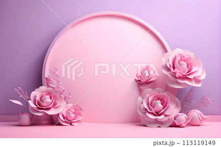 beautiful flowers leaf in studio 3D rendering podium for product display wallpaper beautiful flowers leaf in studio 3D rendering podium for product display wallpaper 113119149