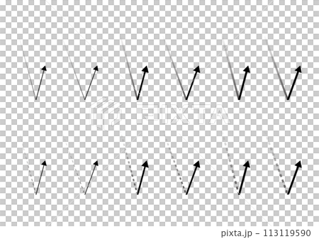 反射する矢印の素材のセット 113119590