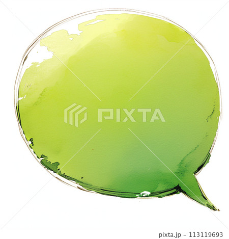 水彩画のような緑の吹き出し 水彩画のような緑の吹き出し 113119693