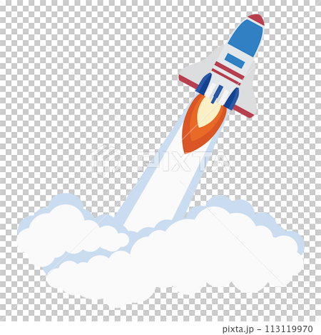 Corporate business startup image and illustration of rocket launching at high speed Corporate business startup image and illustration of rocket launching at high speed 113119970