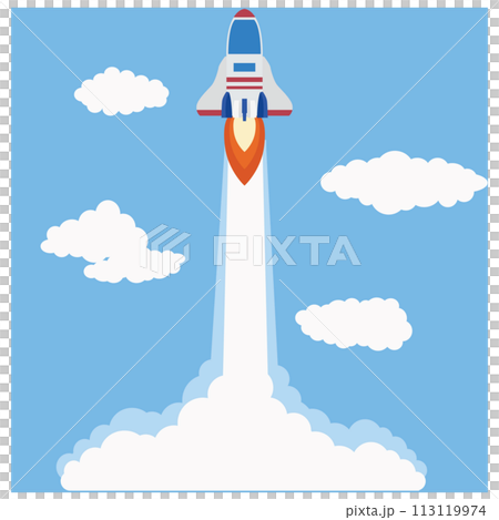 Corporate business startup image with illustration of rocket launching high speed into the sky Corporate business startup image with illustration of rocket launching high speed into the sky 113119974